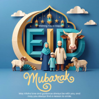 Blue 3D Eid Mubarak Instagram Post Video Instagram-Beitrag template