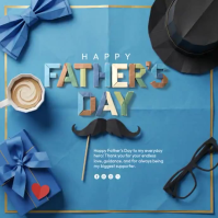 Blue 3D Father's Day Square Video Quadrat (1:1) template