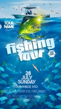 Blue 3d Fishing Tournament Instagram Reel template