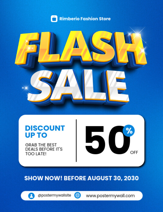 Blue 3d Flash Sale Flyer (us Letter) template