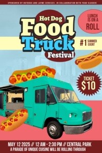 Blue 3d Food Truck  Poster Plakat template