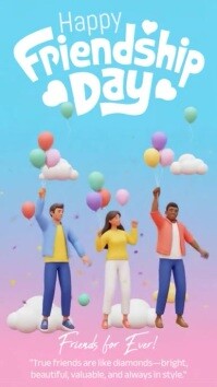 Blue 3d Friendship Day Instagram Story template