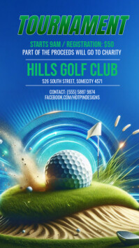Blue 3d Golf Tournament Flyer Instagram Story template