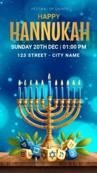 Blue 3d Hannukah Instagram Story template