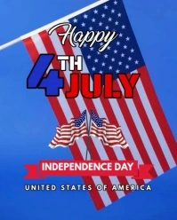 Blue 3d Happy 4th Of July Instagram Portrait template