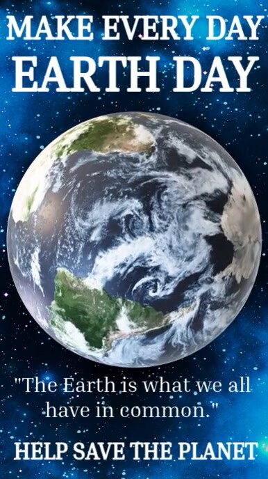 Blue 3d Happy Earth Day Instagram Reel template