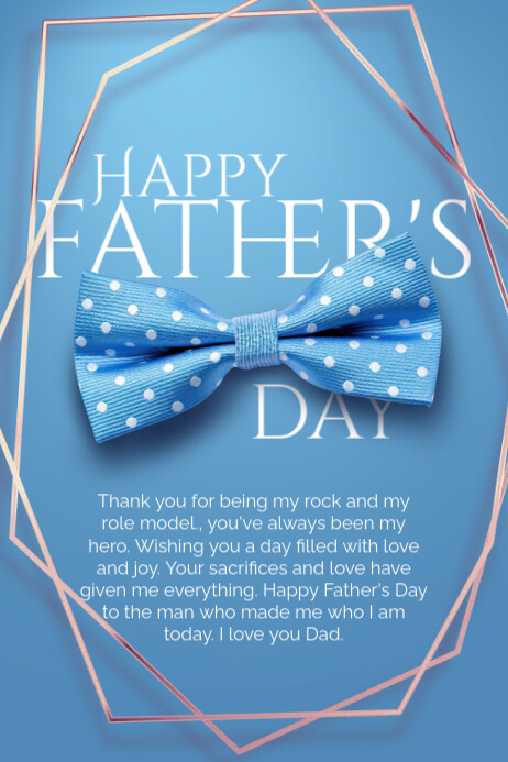 Blue 3d Happy Father's Day  Poster Plakkaat template