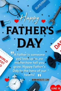 Blue 3d Happy Father's Day Poster Iphosta template