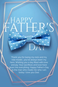 Blue 3d Happy Father's Day  Poster Póster template
