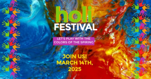 Blue 3d Holi Festival Gambar Bersama Facebook template