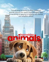Blue 3d Homeless Animal Day Instagram Portrait template
