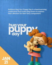 Синий National Hug Your Puppy Day Instagram Portrait Template