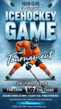 Blue 3d Ice Hockey Tournament Instagram Story template
