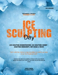 Blue 3d Ice Skulpting Day Flyer (us Letter) Volante (Carta US) template