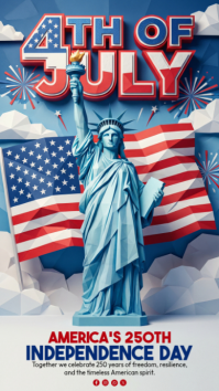 Blue 3D Independence Day Celebration Instagram Story template