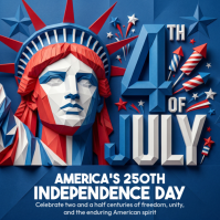 Blue 3D Independence Day Celebration Instagram Post Iphosti le-Instagram template