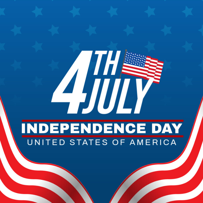 Blue 3d Independence Day Pos Instagram template