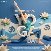 Blue 3D International Day of Yoga Square Video Kvadrat (1:1) template
