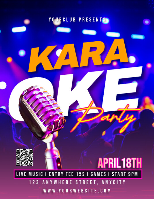 Blue 3d Karaoke Party Pamflet (letter As) template