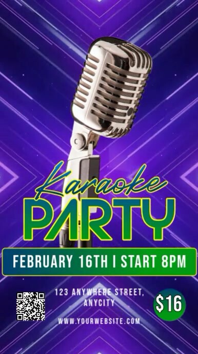 Blue 3d Karaoke Party Tampilan Digital (9:16) template