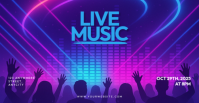 Blue 3d Live Music Sampul Acara Facebook template