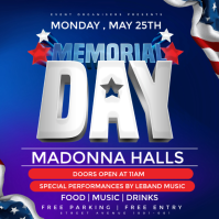 Blue 3D Memorial Day Event Instagram Post template