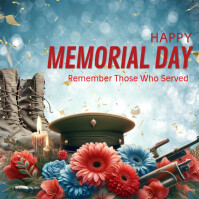 蓝色 Memorial Day Instagram Post Template