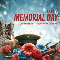 Blue 3d Memorial Day Instagram Post template