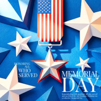 Blue 3D Memorial Day Square Video สี่เหลี่ยมจัตุรัส (1:1) template