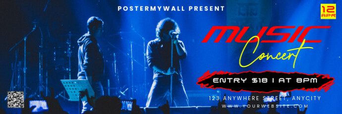 Blue 3d Music Concert Tajuk Twitter template