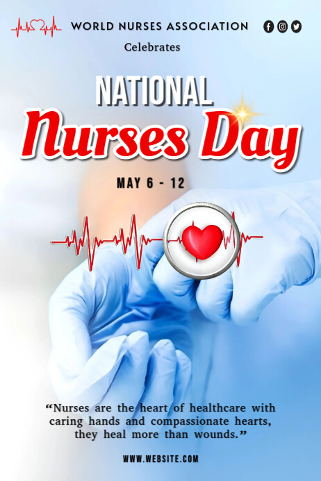 Blue 3d National Nurses Day Appreciation  Poster template