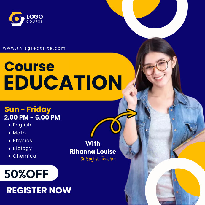 Blue 3d Online Course Instagram Post Template | PosterMyWall