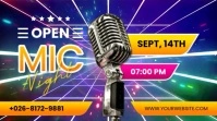 Blue 3d Open Mic Night Banner Flyer Digital D template