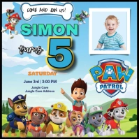 Blue 3d Paw Patrol Birthday Instagram Post template