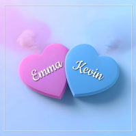 Blue 3d Personalized Couple Name Love  Square (1:1) template
