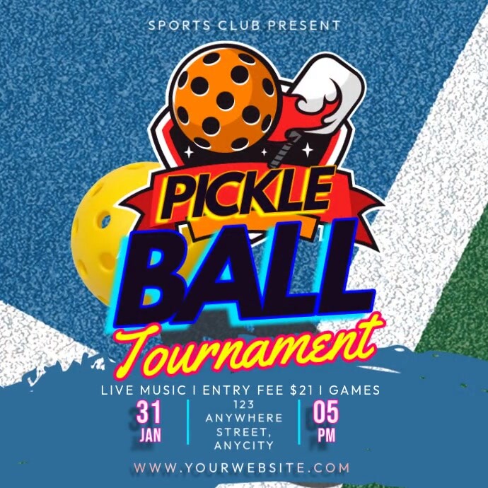 Blue 3d Pickleball Tournament Pos Instagram template