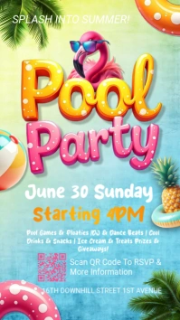 Pool party, summer pool party, hello summer, event Instagram Story template