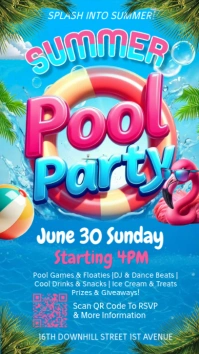 Blue 3d Pool Party Instagram Story template