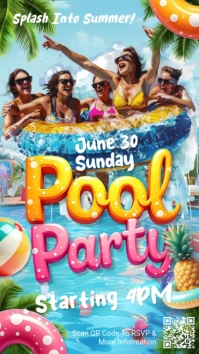 Blue 3d Pool Party Instagram Story template