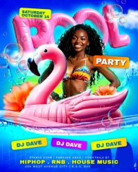 Blue 3d Pool Party Poolside Swim Splash Water Aqua Celebration Event Advertisement Online Poster Tem Instagram Portrait template
