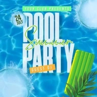 Blue 3d Pool Summer Party  Instagram Post Instagram-Beitrag template