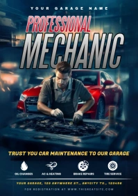 Blue 3d Professional Mechanic Cr Service A4 template