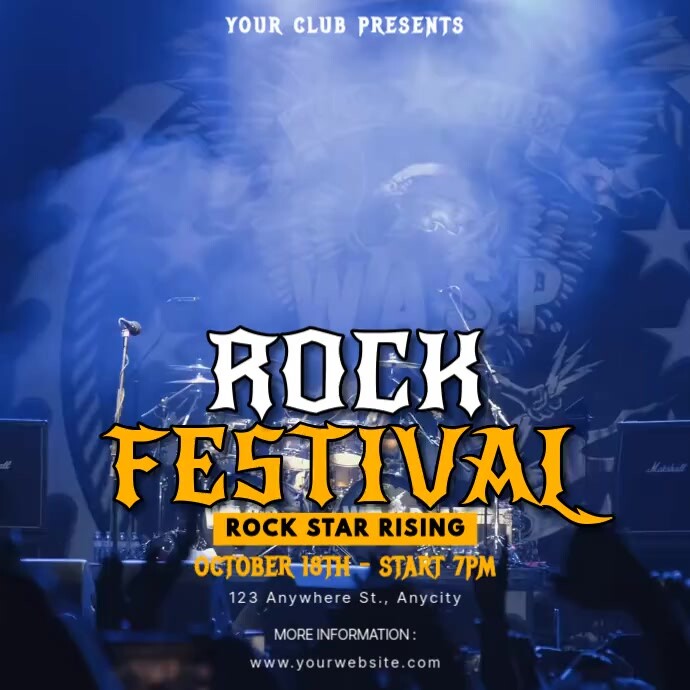Blue 3d Rock Festival Pos Instagram Template PosterMyWall