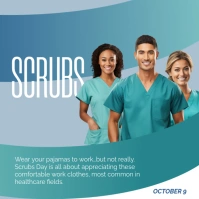 Blue 3d Scrubs Day Instagram Post template