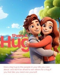 Blue 3d Share A Hug Day Instagram Portrait template