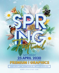 Blue 3d Spring Festival  Instagram Portrait template