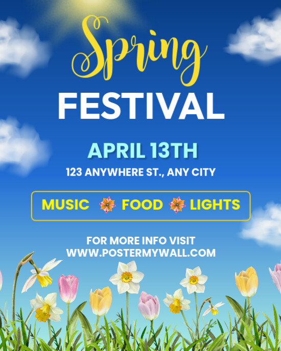 Blue 3d Spring Festival Instagram Portrait template