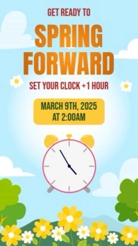 Blue 3d Spring Forward Tampilan Digital (9:16) template