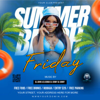 Blue 3d Summer Beach  Instagram Post template