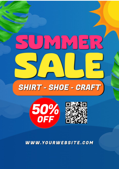 Blue 3d Summer Sale A2 template